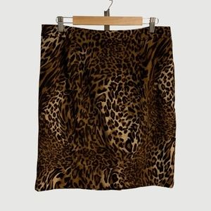 Laura Scott Leopard Animal Print Skirt – Brown/Tan- Size 12